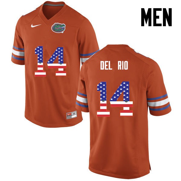 Florida Gators Men #14 Luke Del Rio College Football USA Flag Fashion Orange